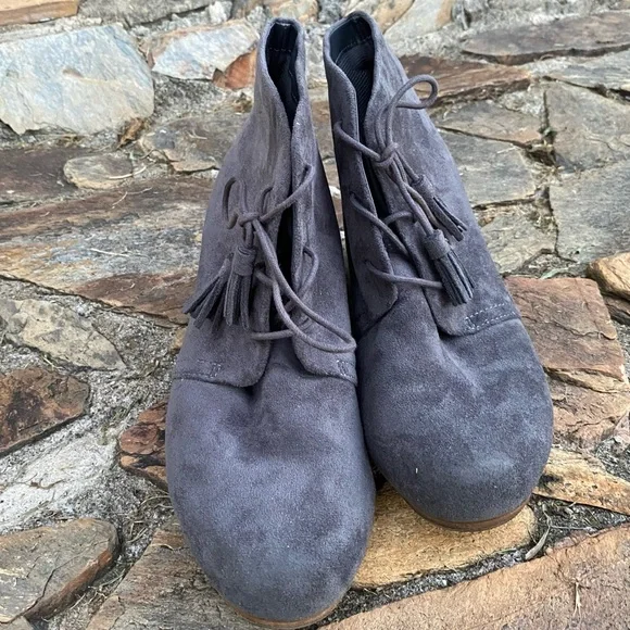 DR. SCHOLL’S DAKOTA Memory Foam Cool Fit Wedge Booties Shoes 10W 10 Wide Gray - Picture 5 of 11